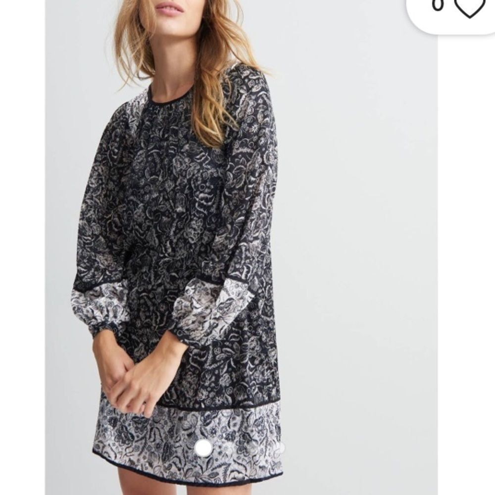 By Anthropologie black textured 3/4 sleeve dress